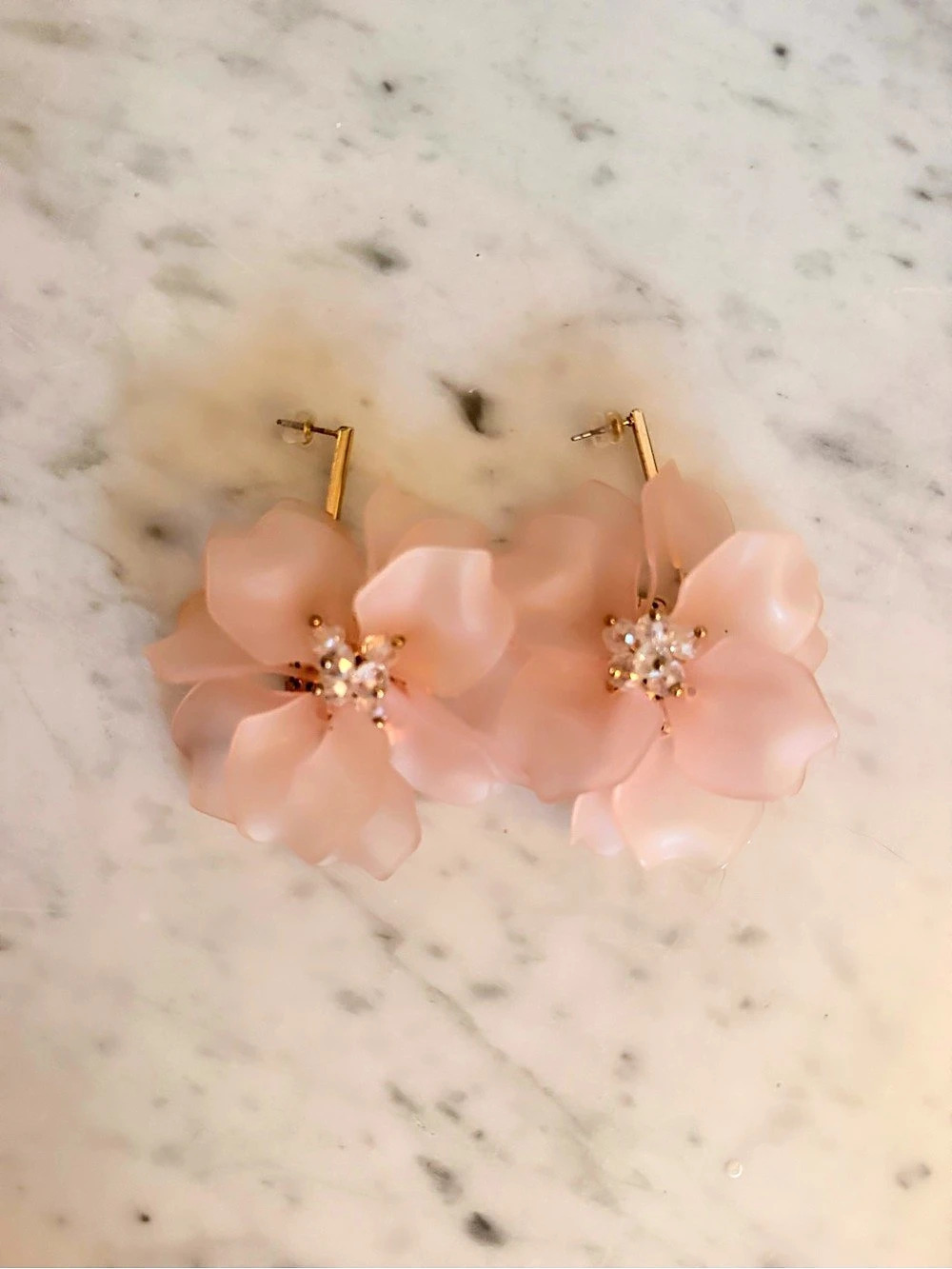 Pink Floral Drop Earrings